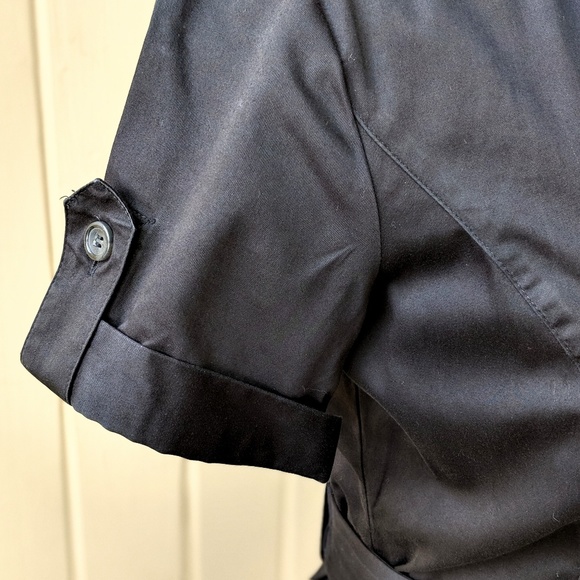 Stretch Black Shirt Dress W/Belt & Pockets 2 - Picture 3 of 8